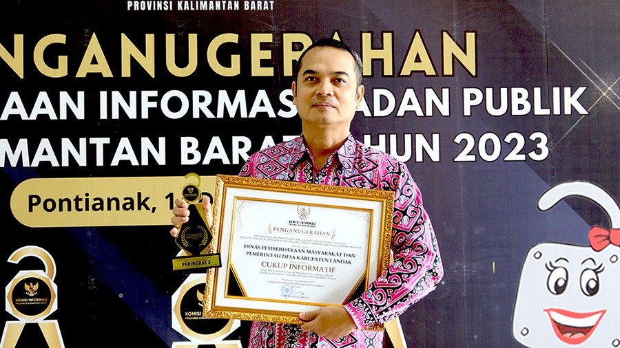 DPMPD Kabupaten Landak Raih Peringkat 3, Penghargaan Komisi Informasi Provinsi Kalbar